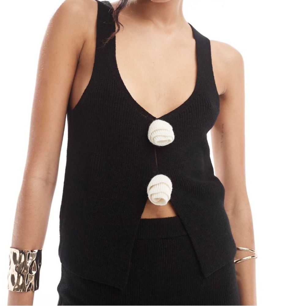 ASOS Design knit cami top with rose detail